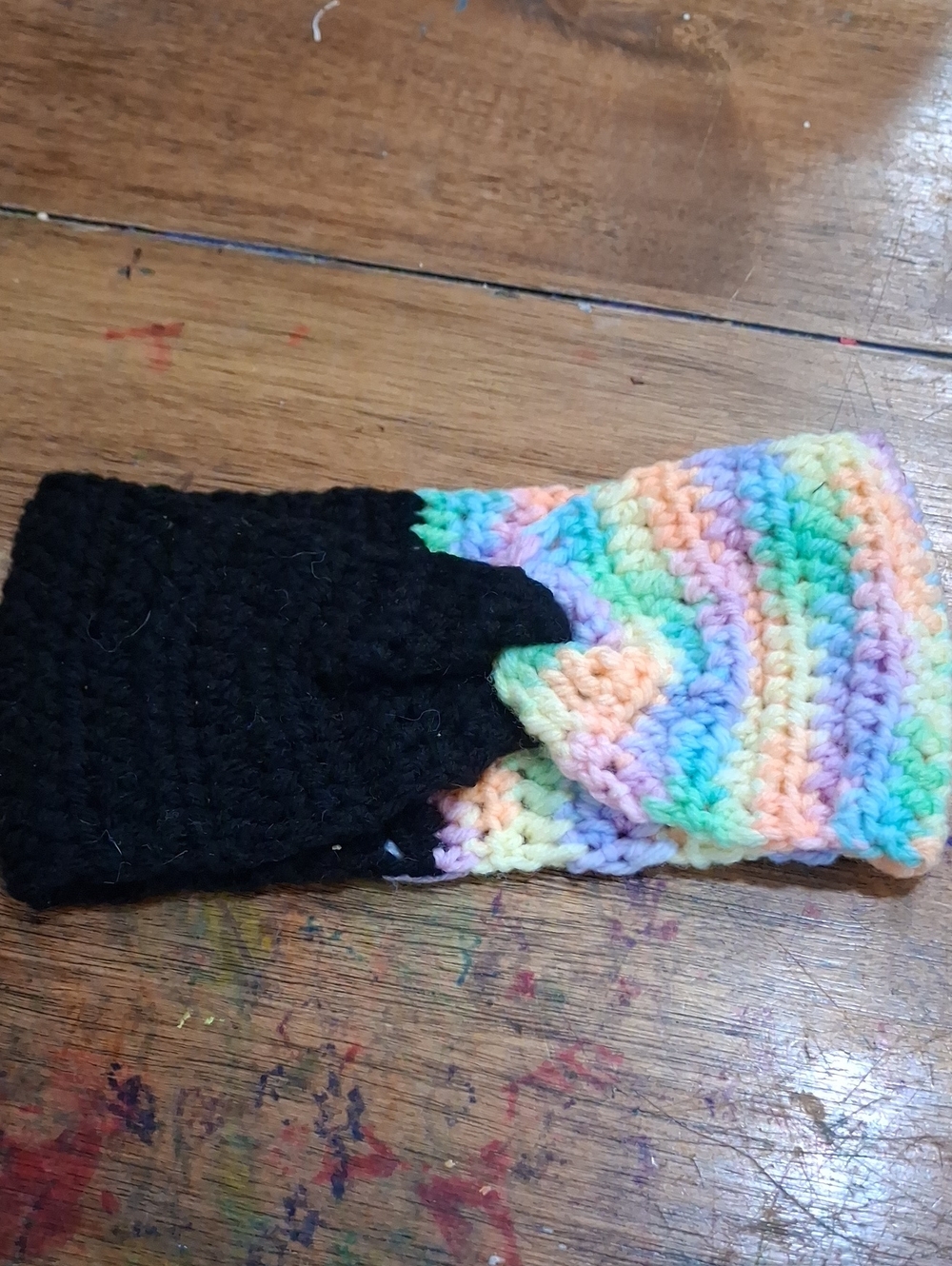 Black and Rainbow Crochet Adult/teen Headband - Unbranded